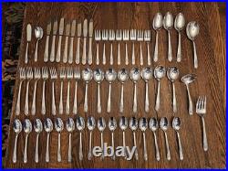 Vintage Rogers Silver Mist Marigold 56 Piece Silverplated Flatware Set Service 8