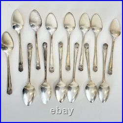 Vintage Rogers Silver Plate Eternally Yours Flatware 45 Piece Set & Box Floral
