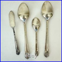 Vintage Rogers Silver Plate Eternally Yours Flatware 45 Piece Set & Box Floral