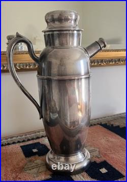 Vintage Rogers Silver plate Cocktail Shaker With Lid and Strainer 12