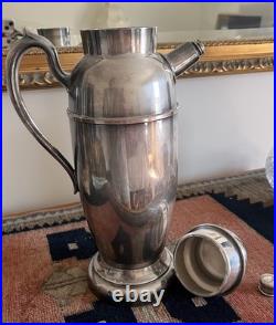 Vintage Rogers Silver plate Cocktail Shaker With Lid and Strainer 12