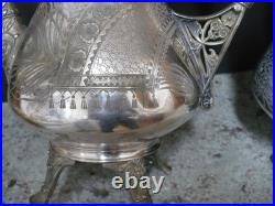 Vintage Rogers Smith & Co 3 Piece Peacock Feather Repousse Silver Plate Tea Set