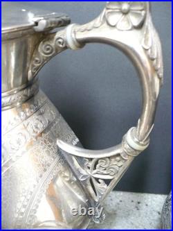 Vintage Rogers Smith & Co 3 Piece Peacock Feather Repousse Silver Plate Tea Set