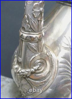 Vintage Rogers Smith & Co 3 Piece Peacock Feather Repousse Silver Plate Tea Set