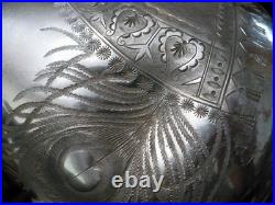 Vintage Rogers Smith & Co 3 Piece Peacock Feather Repousse Silver Plate Tea Set