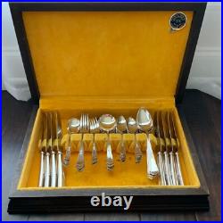 Vintage Rogers XII La Touraine Silverplate Flateware Service with Storage Box