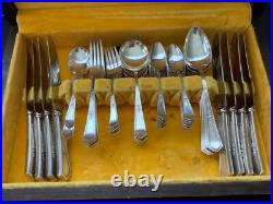 Vintage Rogers XII La Touraine Silverplate Flateware Service with Storage Box
