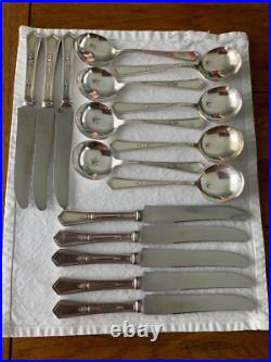 Vintage Rogers XII La Touraine Silverplate Flateware Service with Storage Box