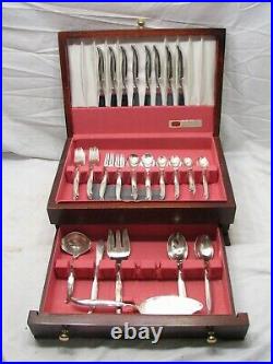 Vintage Set 1847 Rogers Flair Silverplate Flatware 54 pcs svc for 8 withBox