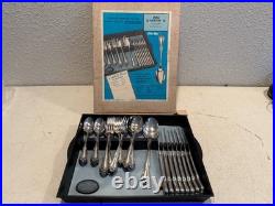 Vintage Set 50 Pc 1881 Rogers Oneida Arbor Rose Stainless Flatware Silverware
