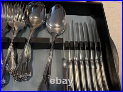 Vintage Set 50 Pc 1881 Rogers Oneida Arbor Rose Stainless Flatware Silverware