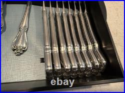 Vintage Set 50 Pc 1881 Rogers Oneida Arbor Rose Stainless Flatware Silverware