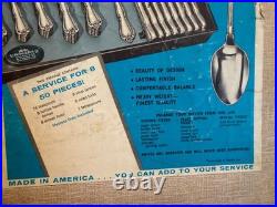 Vintage Set 50 Pc 1881 Rogers Oneida Arbor Rose Stainless Flatware Silverware