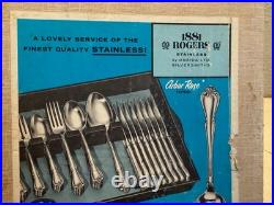 Vintage Set 50 Pc 1881 Rogers Oneida Arbor Rose Stainless Flatware Silverware