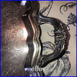 Vintage Silver Claw Foot Serving Platter Fb Rogers