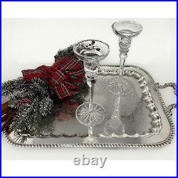Vintage Silver Plate Butlers Tray Engraved Serving Tray