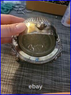 Vintage Silver Plate Domed Roll Top Caviar Butter Dish. FB Rogers co. Silver