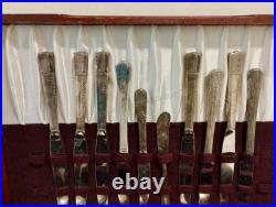 Vintage Silver Plate Flatware by WM Rogers in Wooden Box 52 Piece Vintage Silver Plate Flatware by WM Rogers in Wooden Box 52 Piece