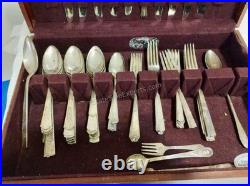 Vintage Silver Plate Flatware by WM Rogers in Wooden Box 52 Piece Vintage Silver Plate Flatware by WM Rogers in Wooden Box 52 Piece