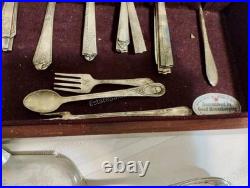 Vintage Silver Plate Flatware by WM Rogers in Wooden Box 52 Piece Vintage Silver Plate Flatware by WM Rogers in Wooden Box 52 Piece