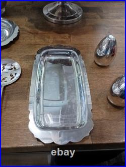 Vintage Silver Plate Oneida, Rogers, Sheffield Teapot lot 16 Service Dishes, Butter