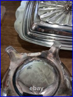 Vintage Silver Plate Oneida, Rogers, Sheffield Teapot lot 16 Service Dishes, Butter