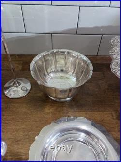 Vintage Silver Plate Oneida, Rogers, Sheffield Teapot lot 16 Service Dishes, Butter