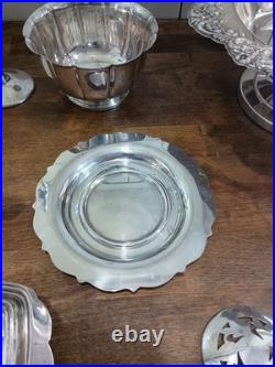 Vintage Silver Plate Oneida, Rogers, Sheffield Teapot lot 16 Service Dishes, Butter