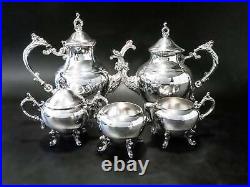 Vintage Silver Plate Tea Set Coffee Service Hibiscus FB Rogers 1960