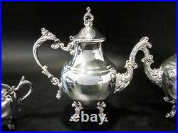 Vintage Silver Plate Tea Set Coffee Service Hibiscus FB Rogers 1960