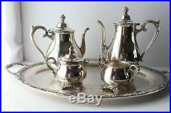 Vintage Silver Plated Coffee/Tea Set WM Rogers Victorian Rose Collection 5 Piece