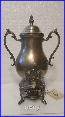 Vintage Silver Plated Copper Hot Water Urn Somovar Footed F. B Rogers Silver Co