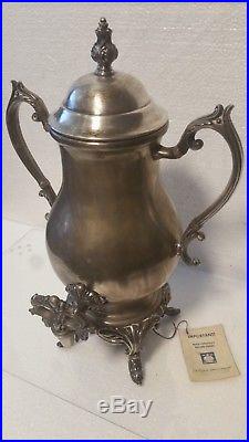 Vintage Silver Plated Copper Hot Water Urn Somovar Footed F. B Rogers Silver Co