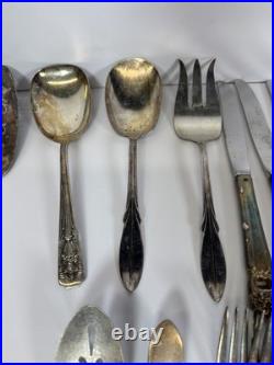 Vintage Silverplate Flatware Lot Oneida Rogers Tudor Plate Box Mixed Patterns