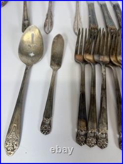 Vintage Silverplate Flatware Lot Oneida Rogers Tudor Plate Box Mixed Patterns
