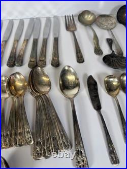 Vintage Silverplate Flatware Lot Oneida Rogers Tudor Plate Box Mixed Patterns