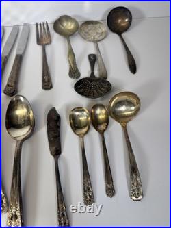 Vintage Silverplate Flatware Lot Oneida Rogers Tudor Plate Box Mixed Patterns