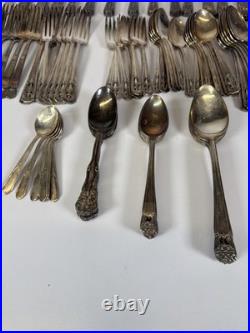 Vintage Silverplate Flatware Lot Oneida Rogers Tudor Plate Box Mixed Patterns