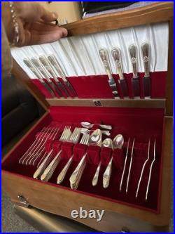 Vintage Silverware Set 82 Pieces, 1847 Roger's Bros Adoration + Mixed Pieces Vintage Silverware Set 82 Pieces, 1847 Roger's Bros Adoration + Mixed Pieces