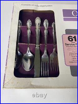 Vintage Simeon L & George H Rogers Co 80's Oneida Stainless Silverware 61 Pc NEW