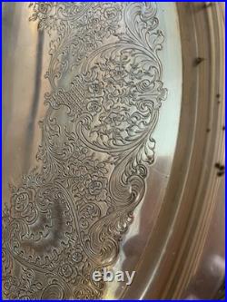 Vintage Victorian Rose Wm Rogers & Son Oval Silver Plated Serving Platter Tray