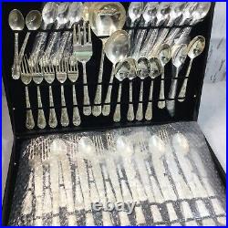 Vintage WILLIAM ROGERS AND SONS Silverplate Flatware Set 63 Pc Case