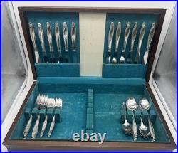 Vintage WM A Rogers Oneida Flowertime Silverplate Flatware 60pc Serves 12 Case