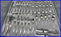 Vintage WM A Rogers Oneida Flowertime Silverplate Flatware 60pc Serves 12 Case