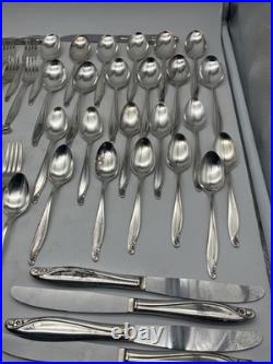 Vintage WM A Rogers Oneida Flowertime Silverplate Flatware 60pc Serves 12 Case