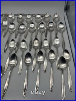 Vintage WM A Rogers Oneida Flowertime Silverplate Flatware 60pc Serves 12 Case