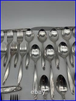 Vintage WM A Rogers Oneida Flowertime Silverplate Flatware 60pc Serves 12 Case