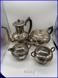 Vintage WM A. Rogers Silver Tea Set Of 4 Antique Silver Plate Silverware