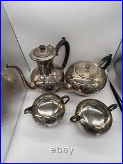 Vintage WM A. Rogers Silver Tea Set Of 4 Antique Silver Plate Silverware