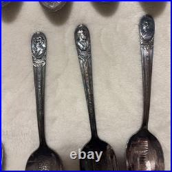 Vintage WM ROGERS & CO Set of 29 Silver Plate Presidential Collectible Spoons